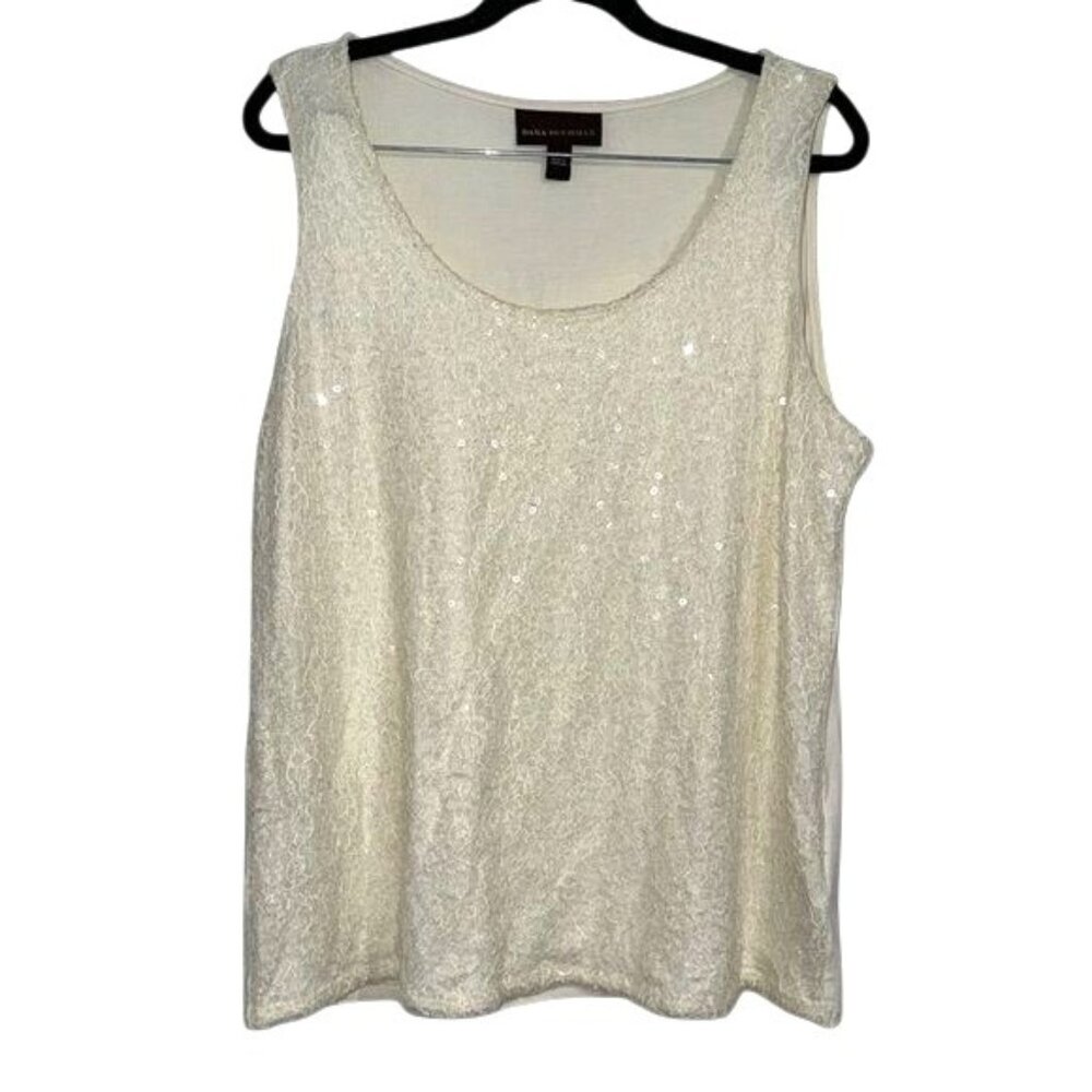Dana Buchman Womens Lace Tank Top Size L Ivory